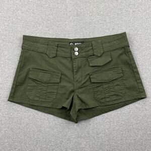 PTCL Cargo Micro Mini Shorts Womens 30 Olive Green Low Rise Y2K Skater Grunge